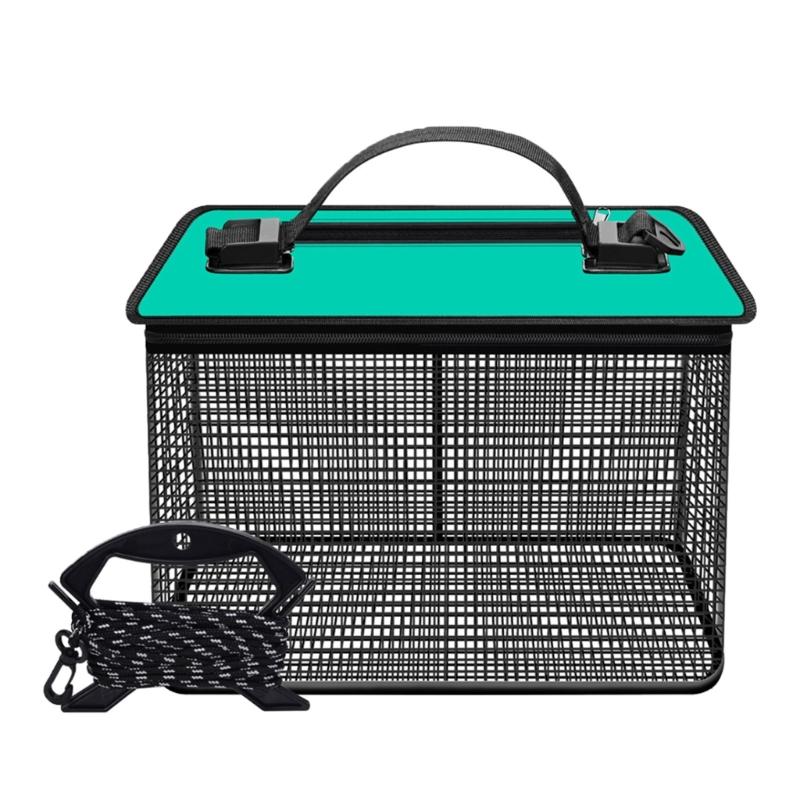 Portable Meshes Fishing Net Storage Cage Floating Fishing Basket Live Fish Protectors Fishing Holder Bucket Easy To Use