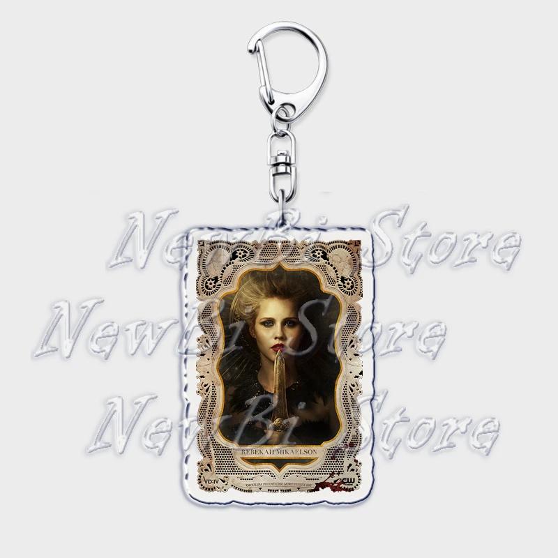 TVD The Vampire Diaries Keychain for Accessories Bag Damon Stefan Salvatore Elena Gilbert Key Chain Keyring Jewelry Fans Gifts