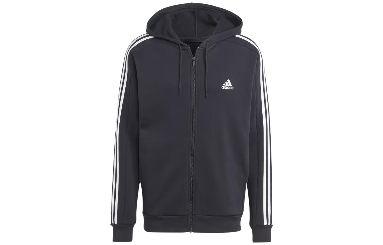 Adidas Essentials 3-stripes full-zip hoodie Black|M