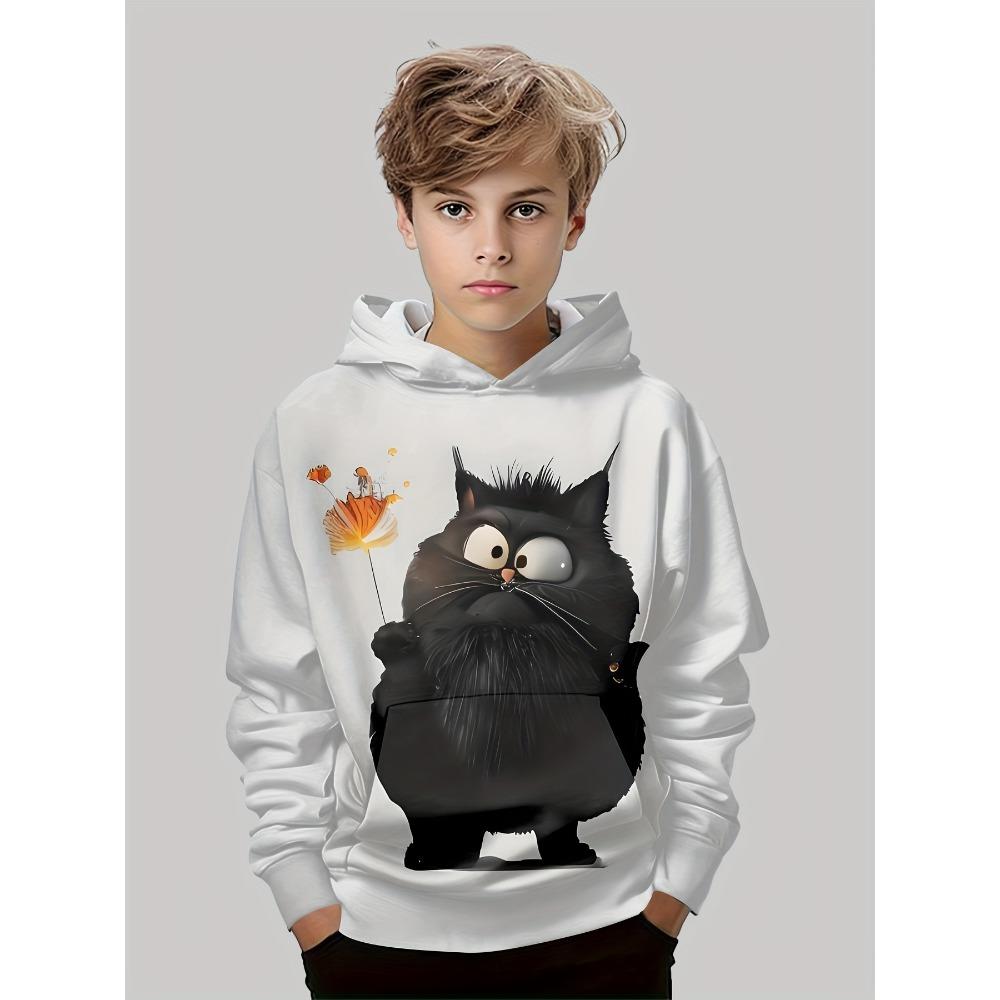 Funny 3d Print Children's Clothing Hoodies Long Sleeve Men Sweatshirt Cartoon Boys Leisure Fashion Cat Print Girls' Hoodie
