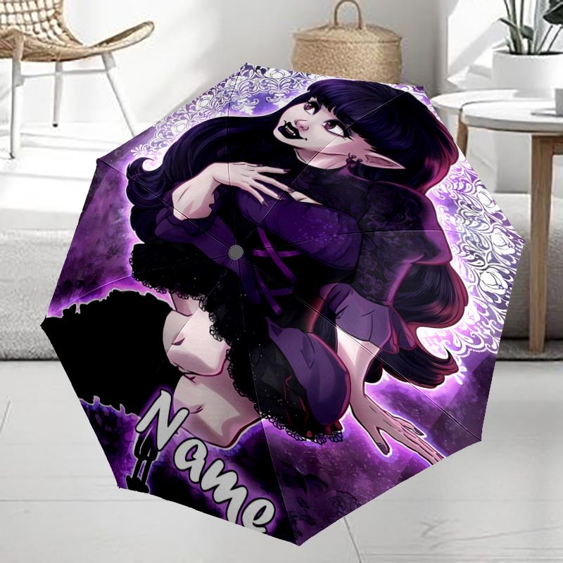 Custom Name Monster High Theme Automatic Umbrella, Lightweight & Portable, 8 Rib, Perfect for Outdoor Travel, Birthdays, Christmas, Gifts.