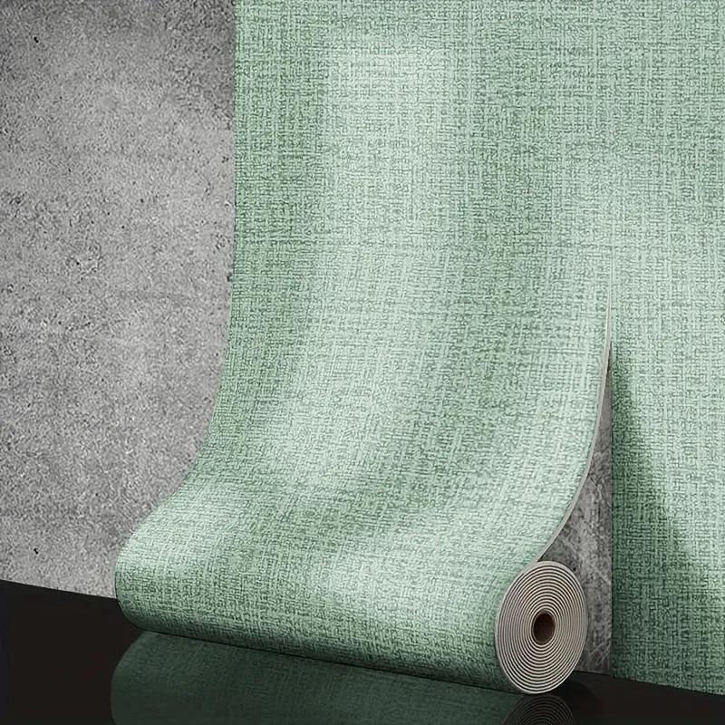 

Обои Лен 3D Пена Самоклеящиеся ПВХ Однотонные Утолщенные Водонепроницаемые Идеально подходят для Спальни Гостиной Обои Дом 1pcs 50cmX5m