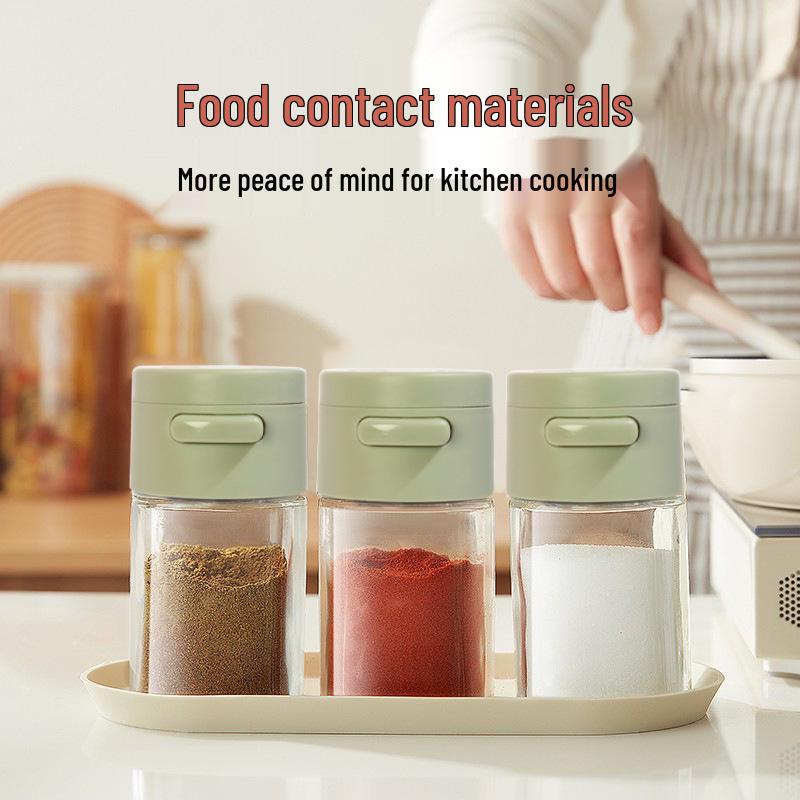 Press-Type Salt & Spice Control Shaker: Moisture-Proof, Sealed Seasoning Jar with Quantitative Dispensing Matcha