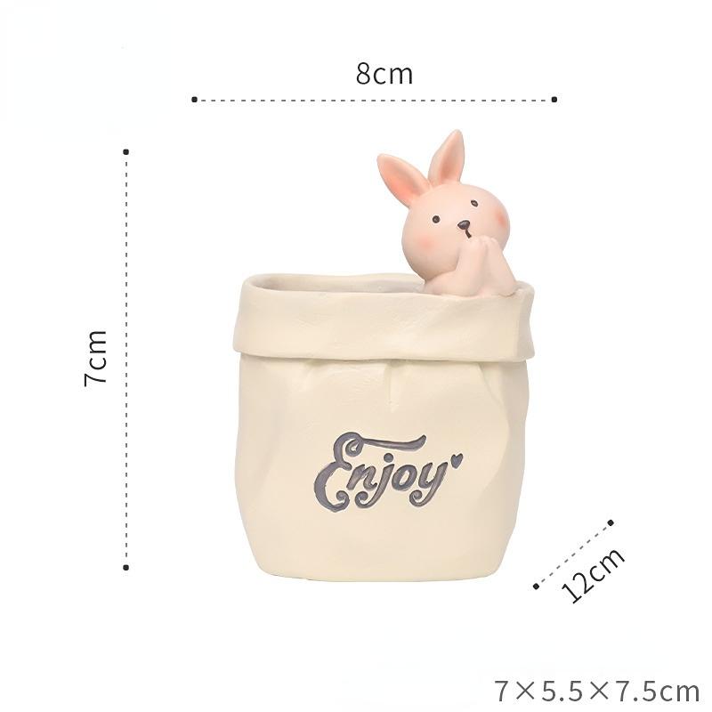 

Креативный скандинавский бумажный пакет, мясистый маленький цветочный горшок, украшение для дома на балконе, столешница в горшке, мини-ваза из смолы rabbit