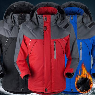 Winter Outdoor Couple Cotton -Padded Jacket Plus Velvet Warm Jacket Large Size Simple Tooling Jacket