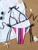 Gestreifter Print Krawatten-Dreieck Sexy geteilter Bikini Badeanzug für Damen