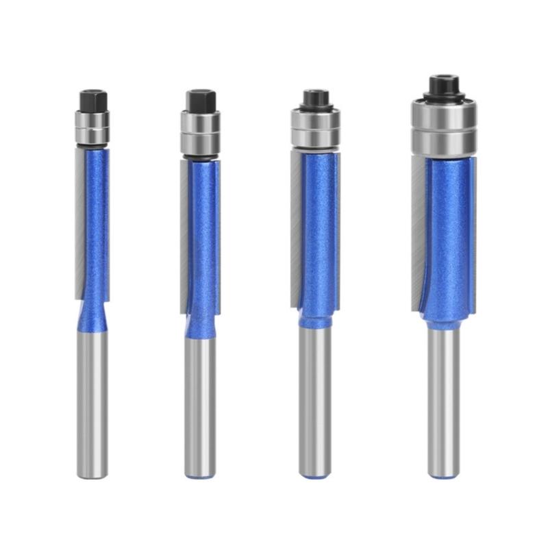 4Pcs Double Bearing Trimming Cutter Woodworking Milling Cutter Bearing Straight Cutter Woodworking Milling Accessories