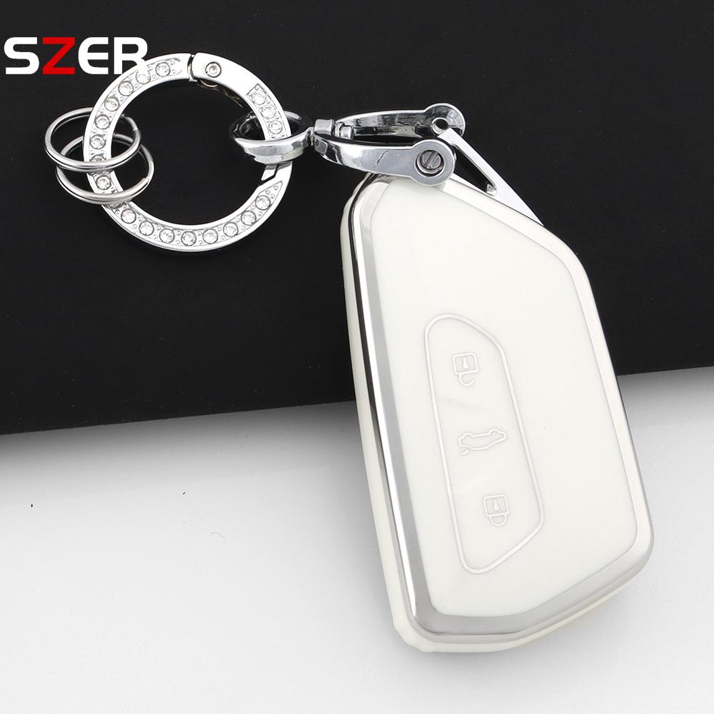 Tpu Car Key Case Cover Shell Fob Keychain For Vw Volkswagen Golf 8 Mk8  For Skoda Octavia For Seat Holder Fob Accessories