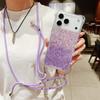 Four Corners Strap Glitter Case For iPhone 17 Pro Max 16 15 11 12 13 14 Plus Air Shockproof Crossbody Lanyard Rope Cord Cover