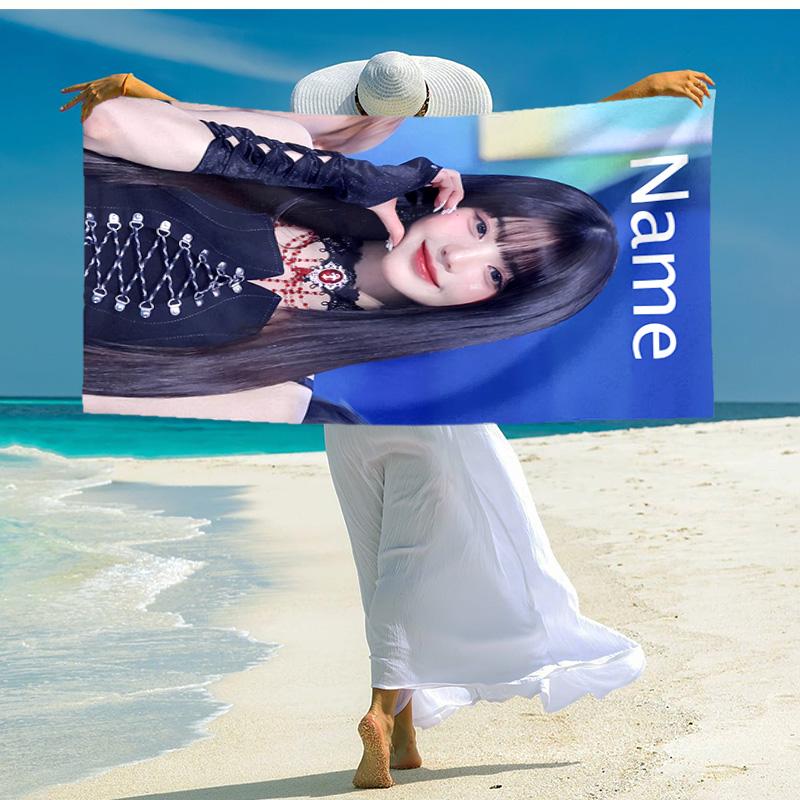 Personalized customized proof beach towel with Wonyoung pattern - soft, absorbent,quick-drying,perfect swimming,camping&bathing