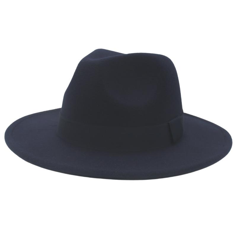 British Jazz Hat Big Eave Hat Square Ribbon French Top Hat Men'S And Women'S Cashmere Felt Hat