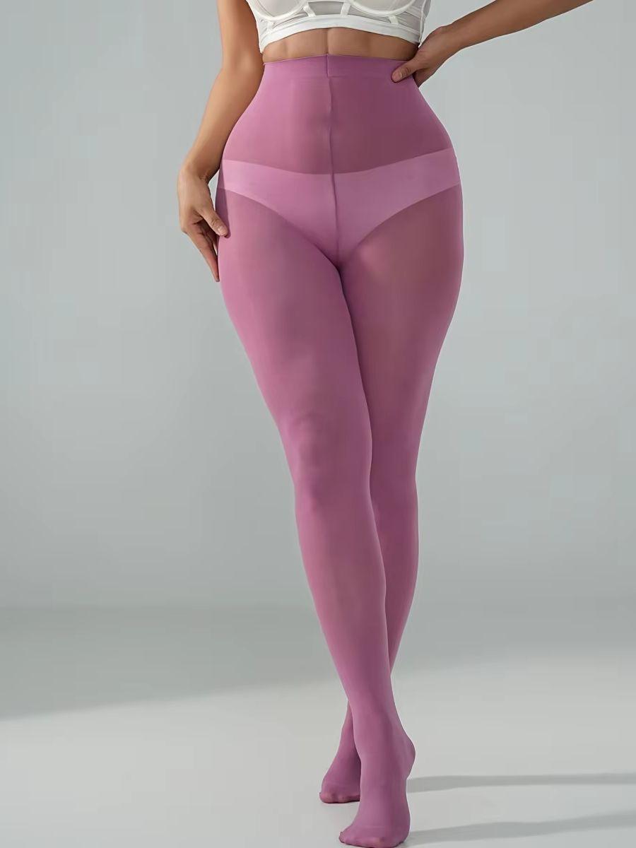 1 Paire Collants de Compression Amincissants pour Femmes Magentas Taille Haute Transparents Sexy Décontractés M pink
