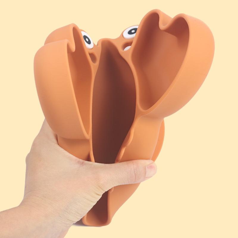 9Pcs Crab Plate For Baby Silicone Tableware Suction Cup With Straw Cute Bowl Plate Tray Bibs Spoon Feeding Set For Kids