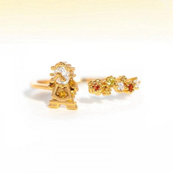 

Korean CZ Sweet Crystal Zircon Heart Ring For Women Exquisite Shell Flower Opening Finger Rings Girls Princess Wedding Jewelry Resizable