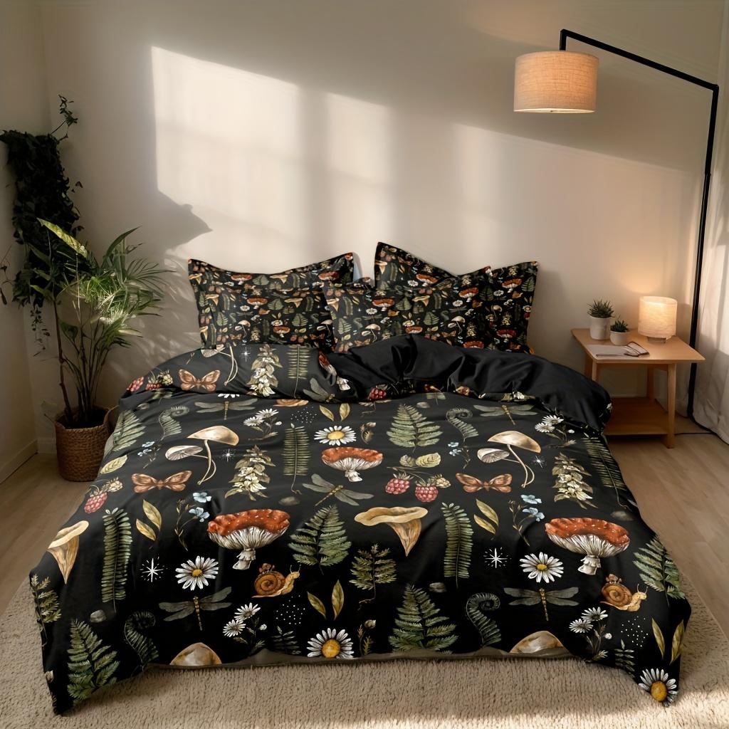 Coton Forest Mushrom Patern Printed Beding And Soft with Soft Fabric Duvet Cover Set For Bedroms Guest Roms Soft Comfortable Quilt Cover