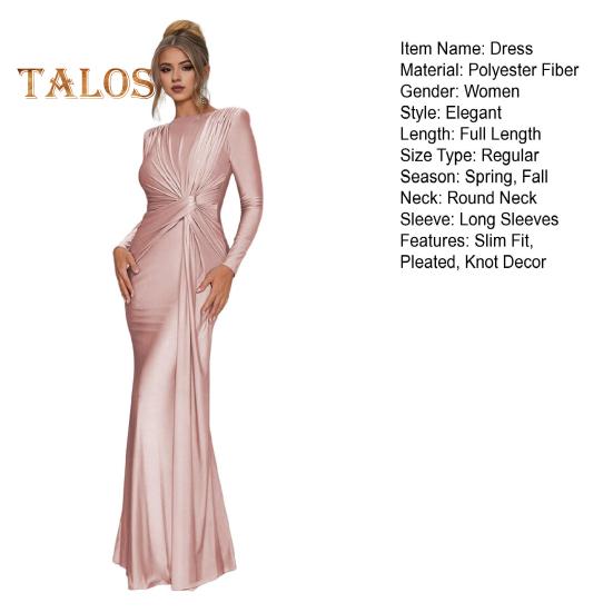Abito da Sera da Donna Pieghettato Decorazione Nodo Vestibilità Slim Girocollo Chiusura con Cerniera sul Retro Lunghezza Totale Matrimonio Festa Ballo Abito Lungo