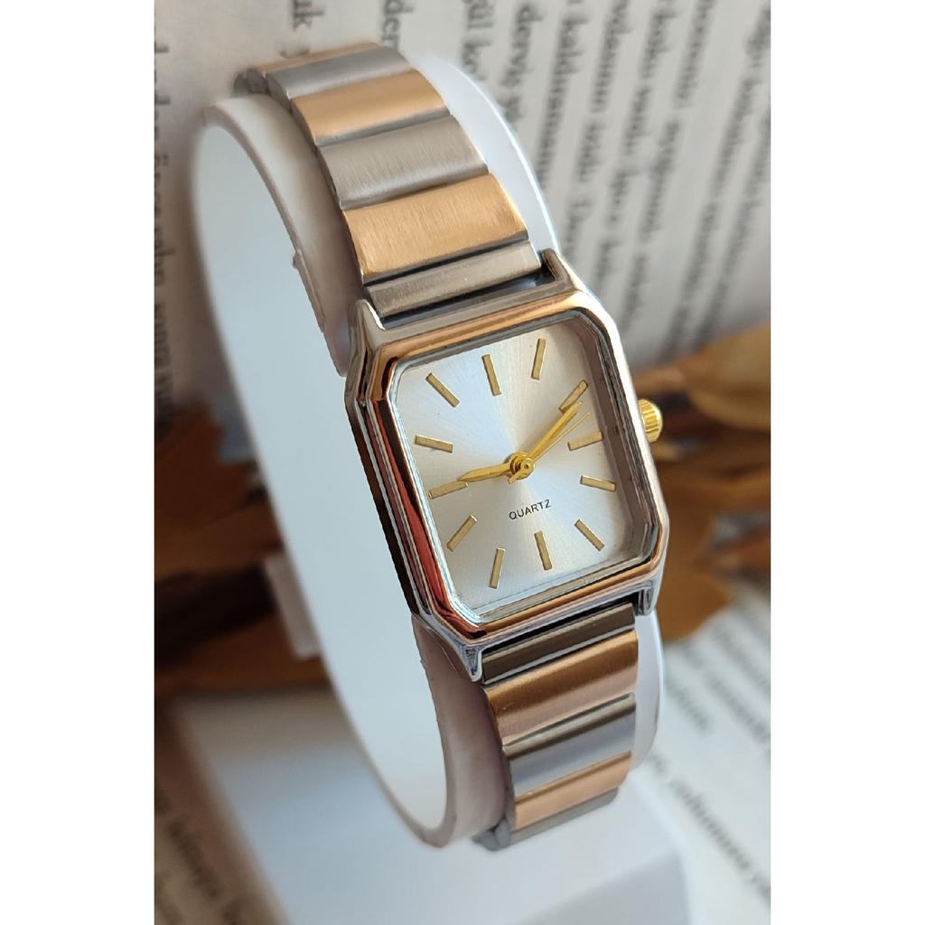 Women's Wristwatch New Fashion Vintage Metal Block Cord Gold Wristwatch