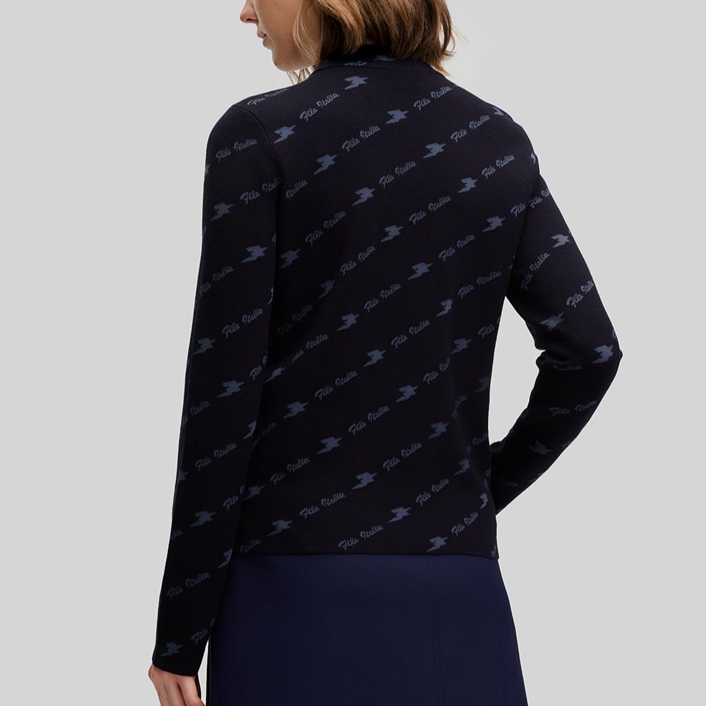 FILA Emerald Fashion Comfortable Pullover Long Sleeve Knit Sweater Women sweaters Legendary-Blue F11W514405F-NV