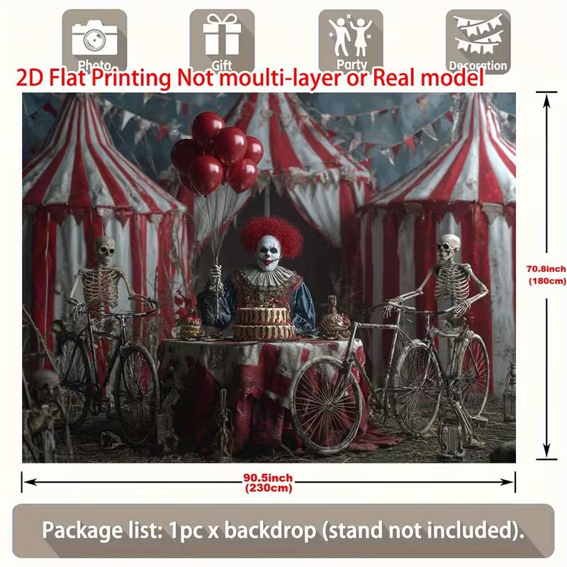 2D Creepy Clown Background for Horror Themed Events and Photoshoot