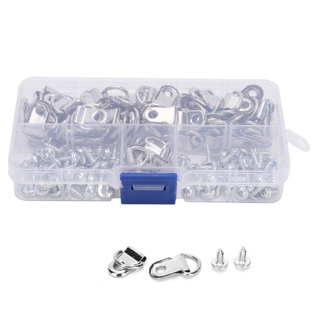 80 ks Sada D-kroužků pro zavěšení obrazů Železný jednoduchý háček Šroubové upevňovací prvky pro zavěšení obrazů