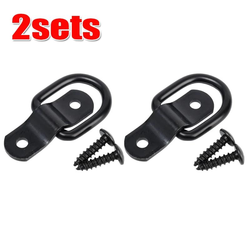 Heavy Duty D-Ring Pull Hook Stainless Steel Trailer Tie Down Anchor Black Secure Cargo Car Truck Enclosed Multi Purpose Mount