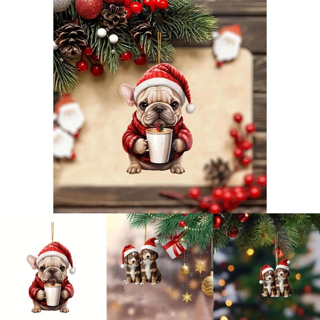 Dog Cartoon Charming Acrylic Hanging Ornament For Festive Christmas Decor Tree
