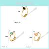 Geometric Stainless Steel Ring With Natural Stone In Gold Plating For Womens Fashion Accessory