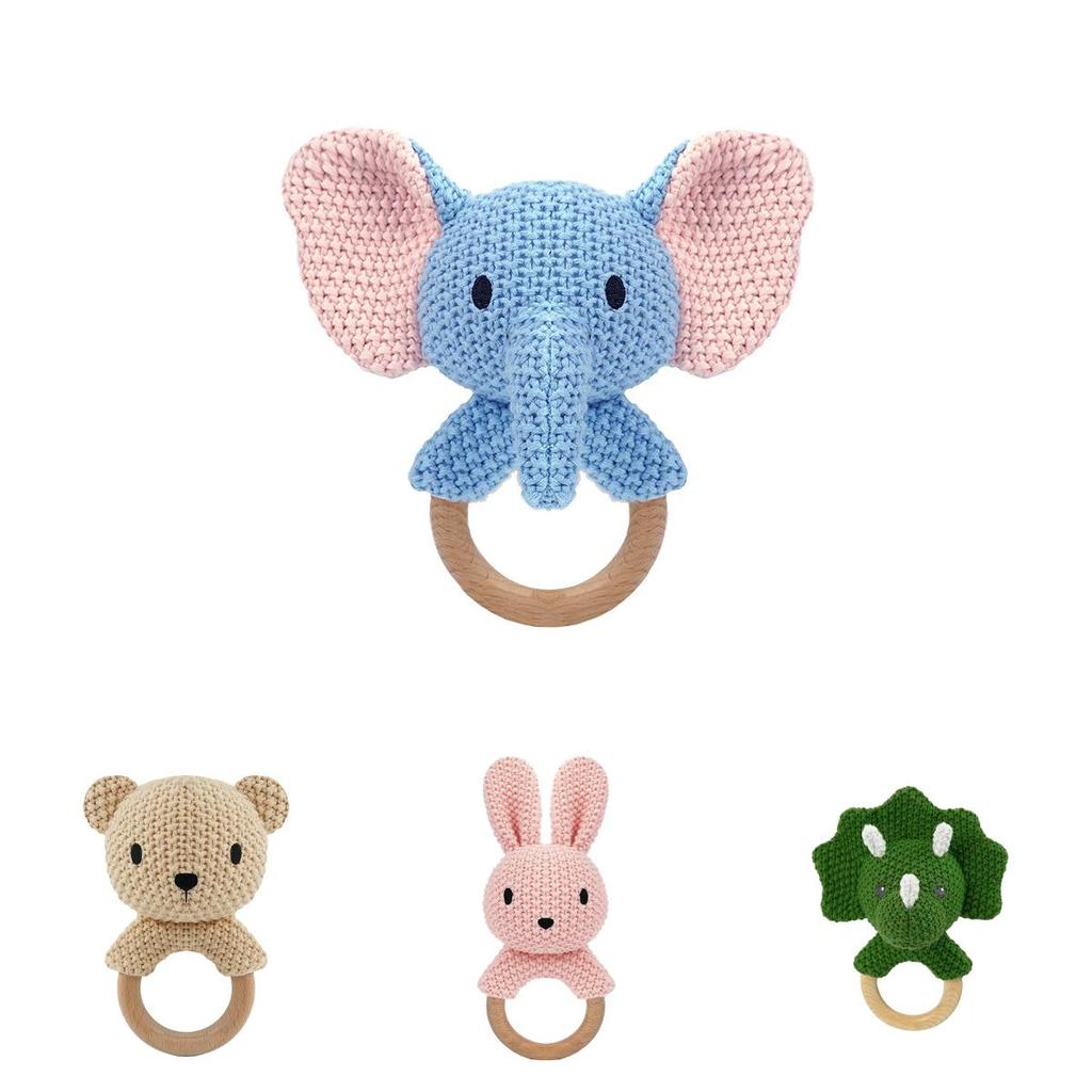 Baby Toy Collection Of Knitted Animal Rattles With Soft Plush Fabric For Infant Sensory Stimulation