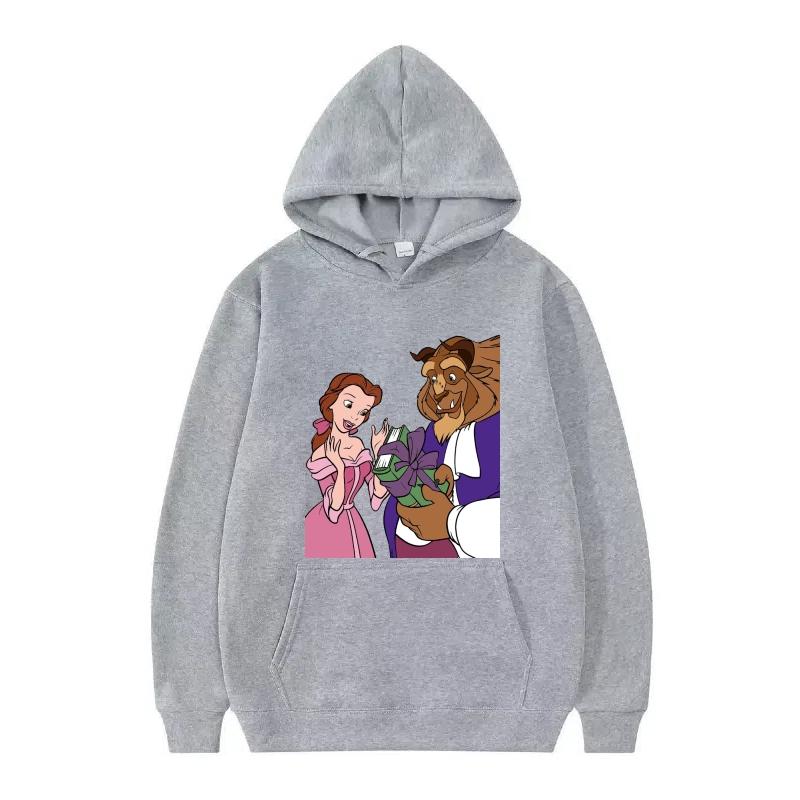 Disney Kráska a zvíře Princezna Vzor Dámské Volné Černé Podzimní Topy Oblečení Svetry Dámské Levné Y2k Mikiny Pánské Sportovní