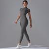 European-American Open-Neck Zipper Jumpsuit: Sexy, Tight-Fitting Short-Sleeve Dance & Yoga Bodysuit for Women
