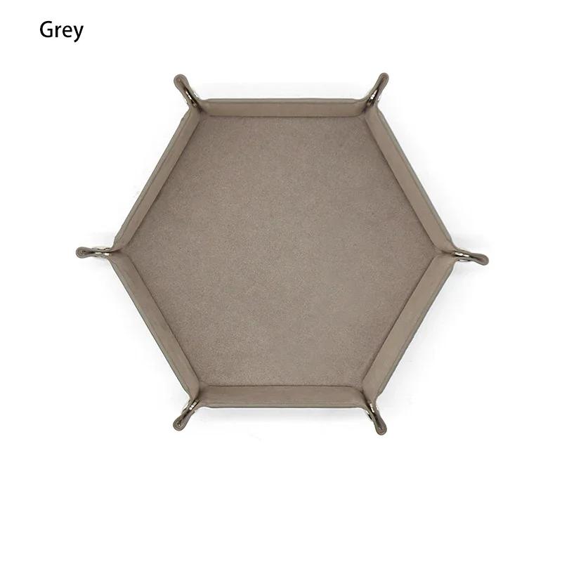 1PC Hexagonal PU Leather Dice Tray Foldable Dice Rolling Tray for Tabletop Games RPGs and Casino Games Miscellaneous Storage Box