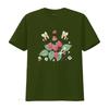 Cute Cartoon Bumblebee Raspberry Wild Floral Nature Print Casual T Shirt vintage Washed Stylish Unisex Stretched Versatile