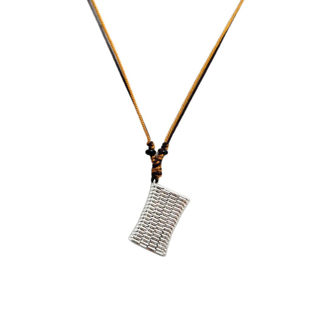 ESN Home Carved Wine Pot Necklace: Nomadic Style Woven Basket Clavicle Chain