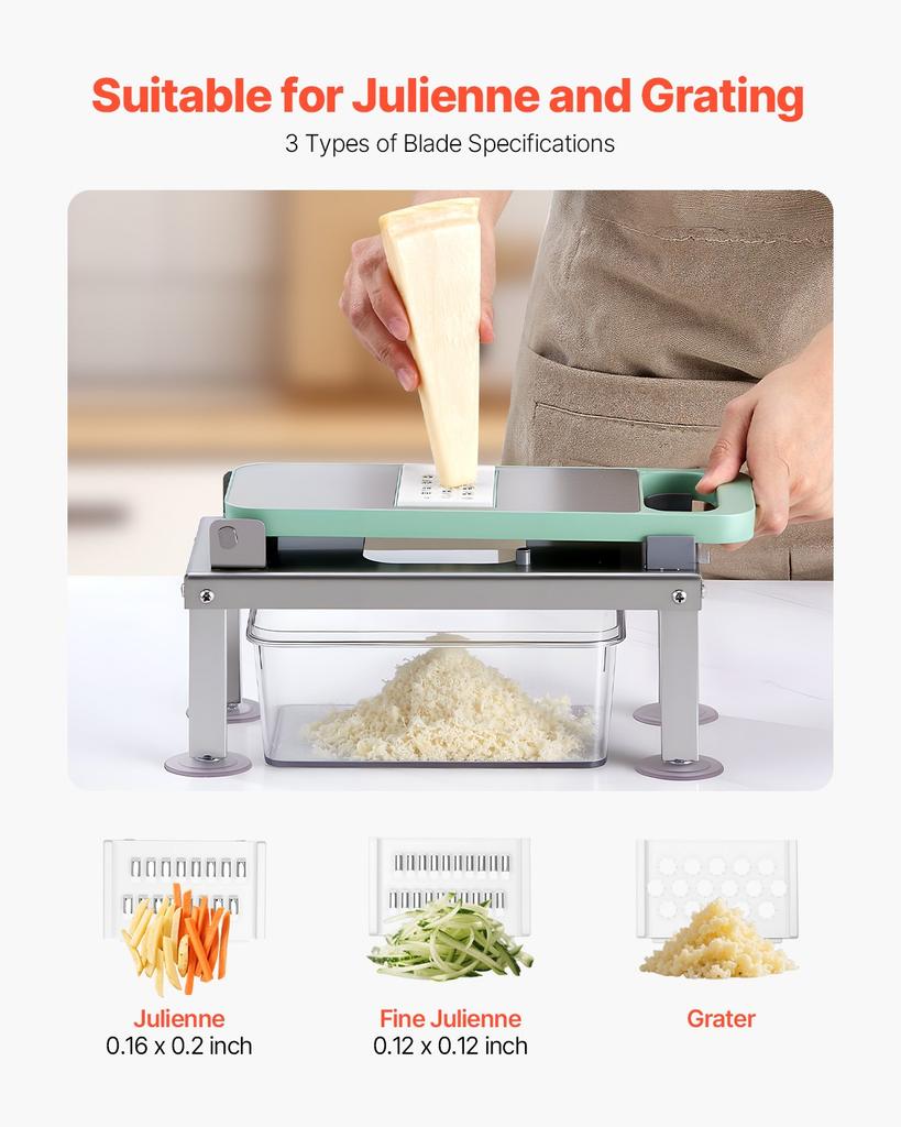 VEVOR Vegetable Chopper Mandoline Slicer, All-in-1 Food Veggie Cutter with 8 Stainless Steel Blades