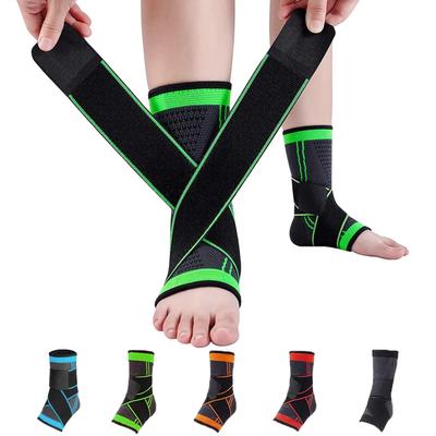 Supporto per Caviglia Regolabile Fascia a Compressione per Corsa Calcio Pallacanestro Nylon Lavorato a Maglia Protettore da Palestra