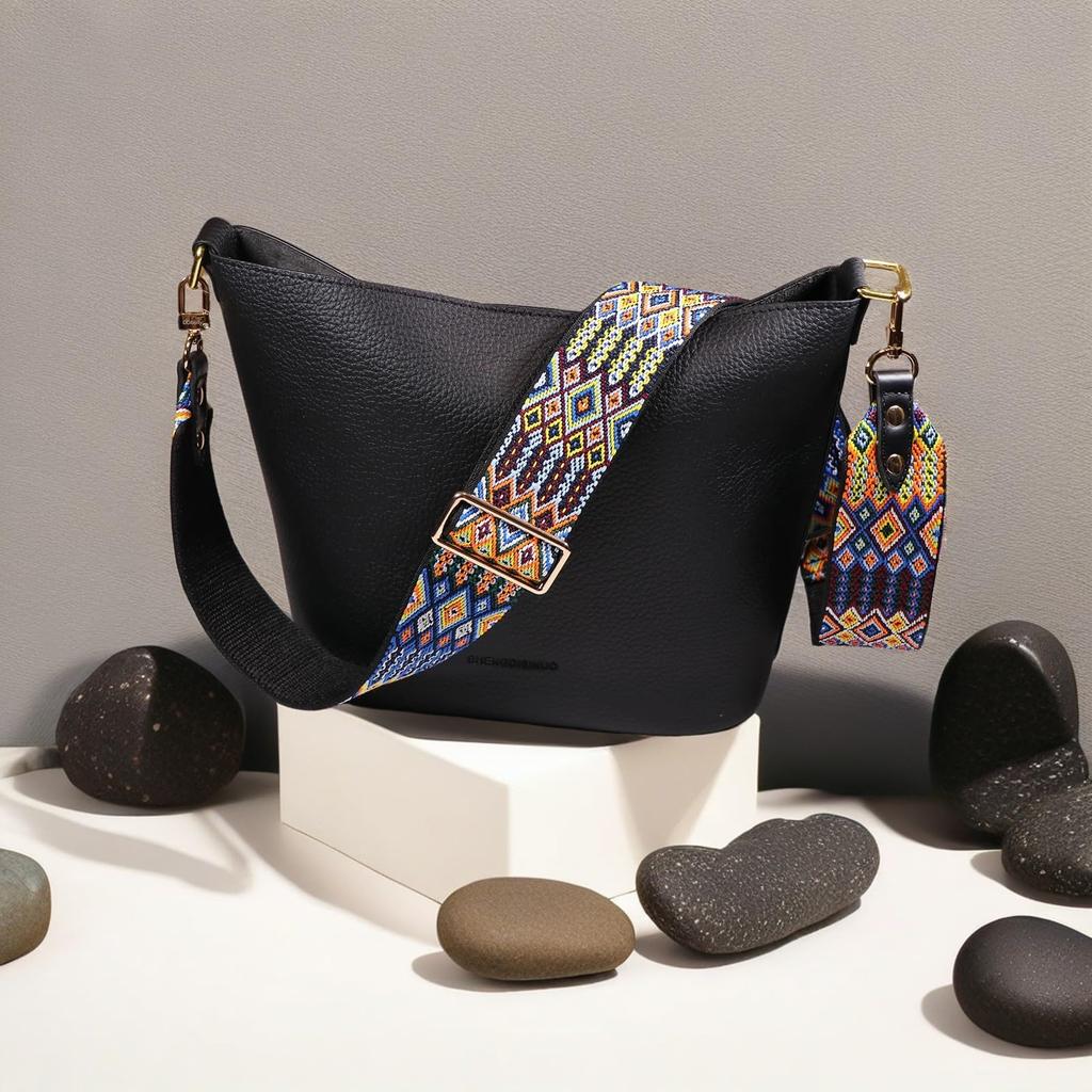 DDBody Thick Shoulder Strap with Ethnic Embroidery, Replacement Bag Strap, Single Leather Strap, Original Women's Fashion (Ethnic Embroidery, 138cm x