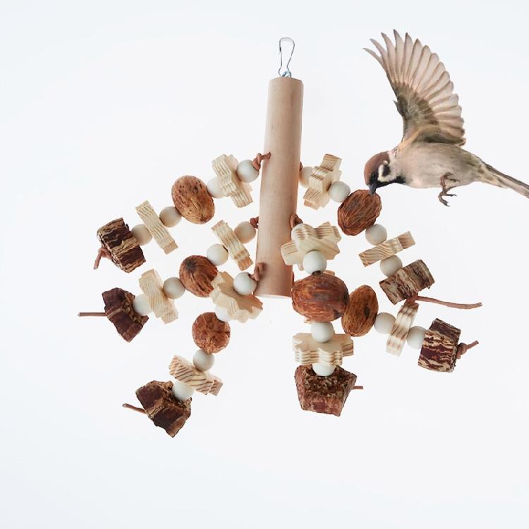 Parrot Chewing Toy Wood Blocks Bird Cage Bite Toys for Cockatiel Canary Lovebird