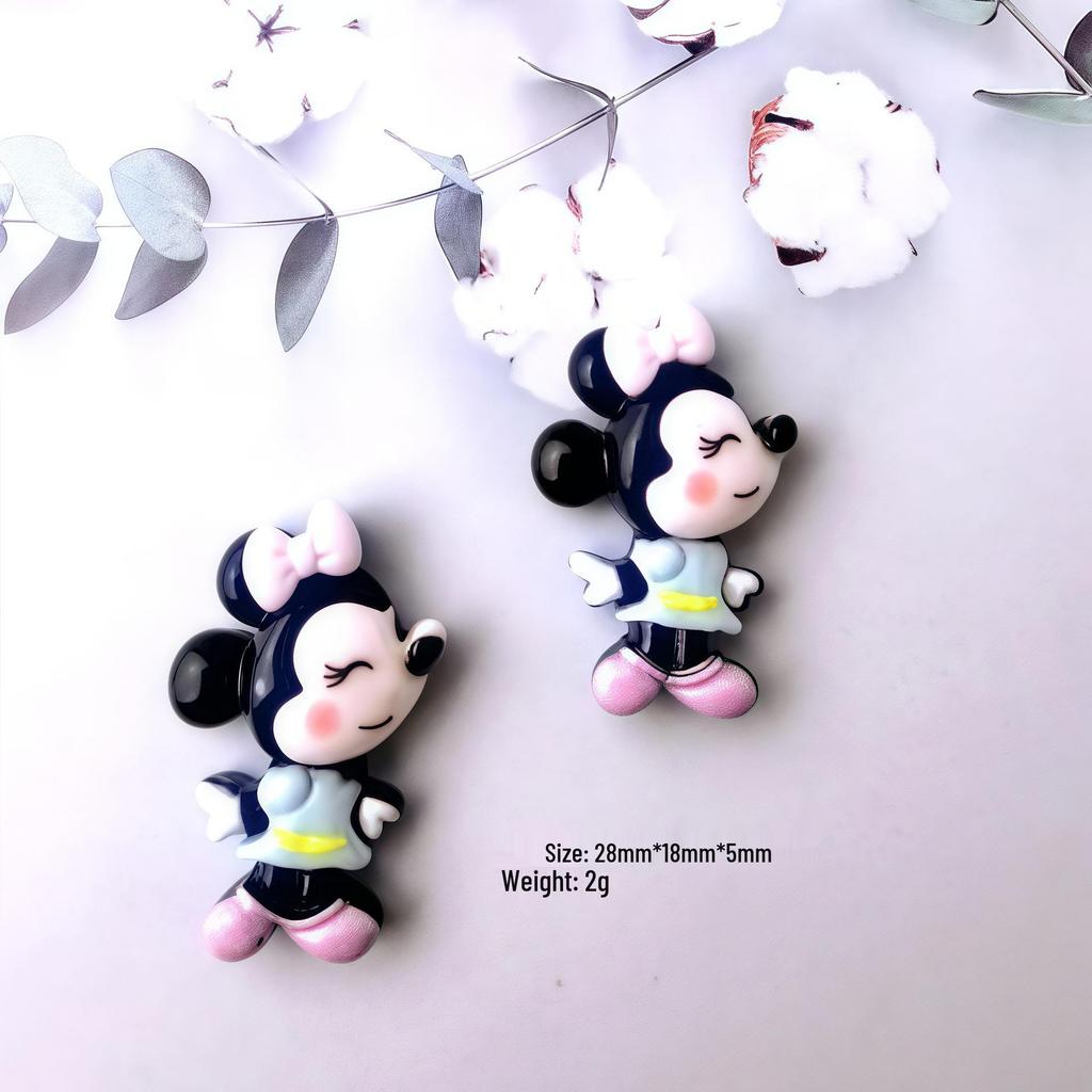 Mickey & Minnie Cartoon Resin DIY Accessories: Hair Clip, Side Clip, Cup Holder, Crocs Decor