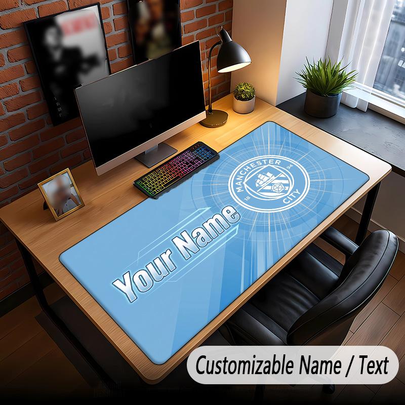 Large Mouse Pad Manchester City Print Custom Name Text Desk Mat for Office Gaming