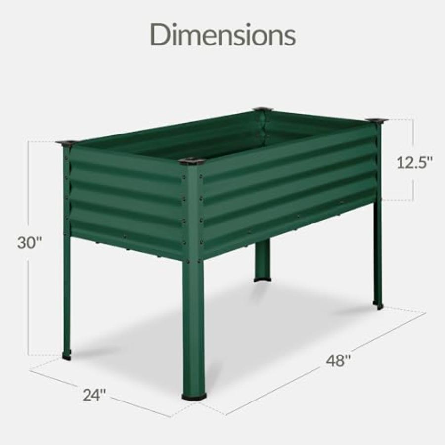 48x24x30in Galvanized Raised Garden Bed Metal Elevated Planter Box Dark Green Vegetable Garden for Backyard Patio Balcony