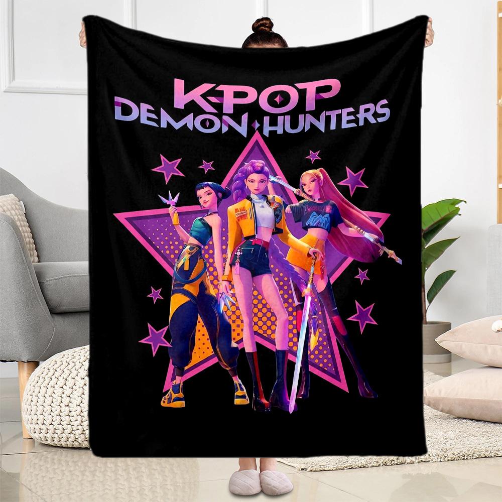 1pc K-Pop Demon Hunters Blanket Comfortable Soft Lightweight Multi Seasonal Blanket Travel Camping Picnics Sofa Office bedroom Perfect Gift Friends