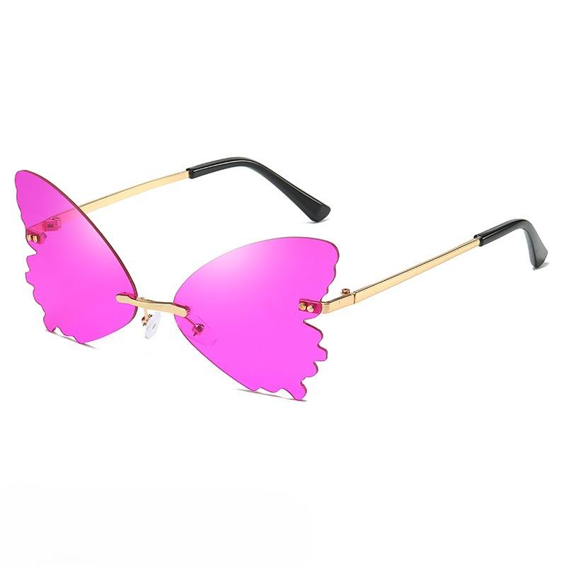 Gafas de Sol Vintage sin Montura Forma de Mariposa Streetwear Mujer Lujo Divertido Rosa Gafas de Sol Tonos UV400 2026 Marca Diseñador SG031