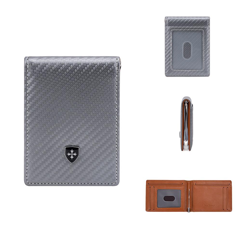 

Мужской двухслойный держатель для кредитных карт из углеродного волокна с защитой RFID, магнитный защитный кошелек, модный кошелек для монет серый