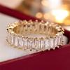Süßer Damenring mit weißem Zirkonstein, goldfarben, Verlobungsanhänger, Hochzeit, für Frauen