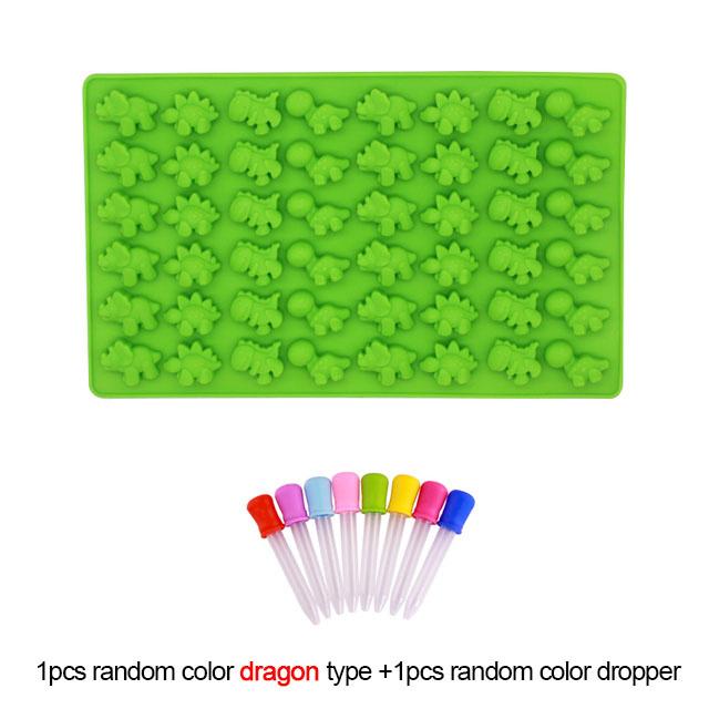 Gummy Bear Mold Silicone Chocolate Mold with Dropper DIY Dinosaur/Bear/Heart and Mini Donuts Valentine's Day Party Baking Mold