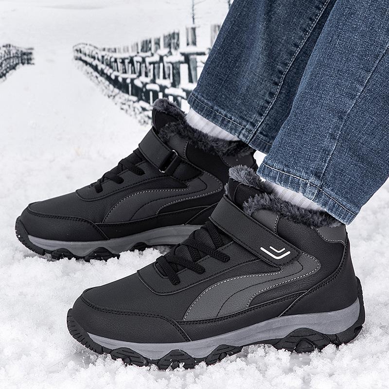 Warm Fleece Lined Anti-Slip Winter Sports Shoes for Men and Women Comfortable Cotton Shoes Dad Step Boots Snow Boots High Top