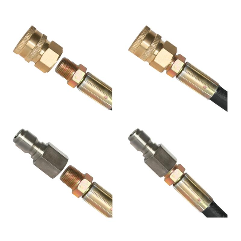 2Pcs Pressure Washer Adapter Quick Disconnect kits NPT 3/8 1/4Inch Stainless Steels Male and Female Quick connectors kits