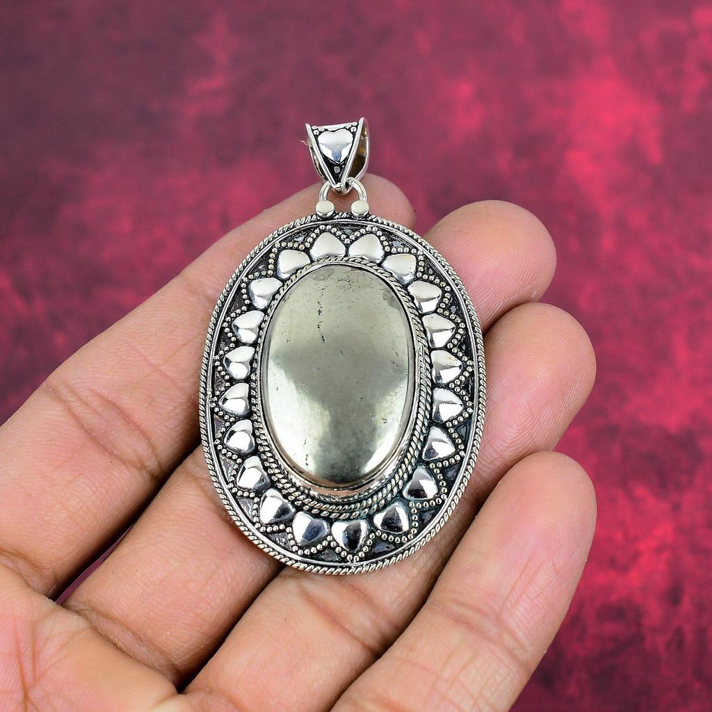 Golden Pyarite 925 Solid Sterling Silver Pendant, Handmade Gemstone Pendant Jewelry, Gifts For Wife Brand New Pendant