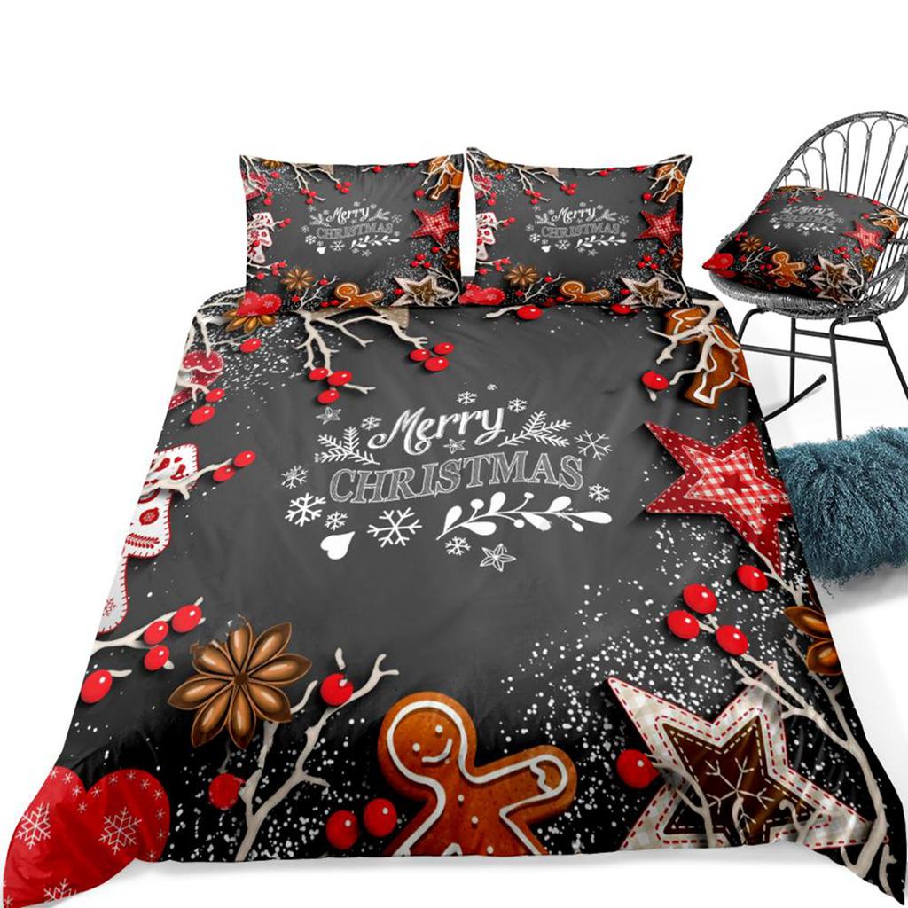 3 Pieces Christmas Duvet Cover Set Snowflakes Stars Bedding Kids Boys Girls Microfiber Quilt Cover Red Home Textiles Dropship