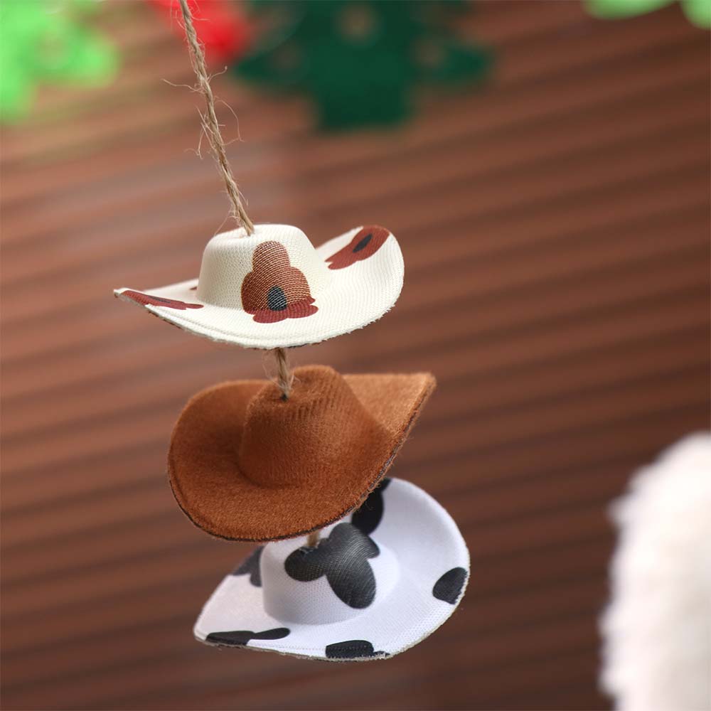 Mini cap Rearview Mirror Pendant Cute Cowboy Hat Car Decoration Creative Car Pendant  Auto Interior